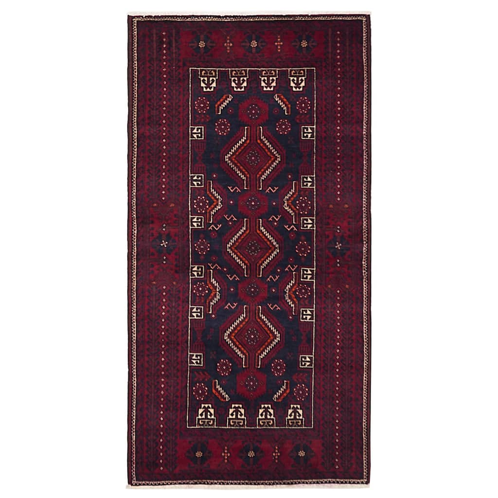 ECARPETGALLERY Hand-knotted Teimani Dark Navy, Red Wool Rug - 3'5 x 6'8