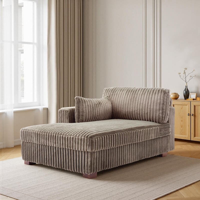 DREAMSIDEA Modern Oversized Chaise Lounge Sofa for Living Room - Light Brown