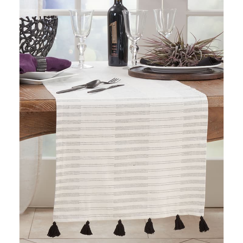 Striped Table Runner With Tassel Design - 16"x72"