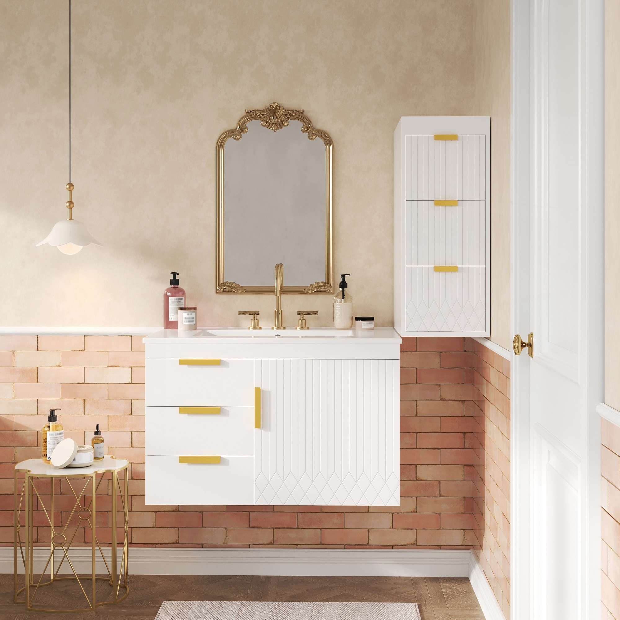 30" Wall Mounted Bathroom Cabinet with Side Cabinet Combo