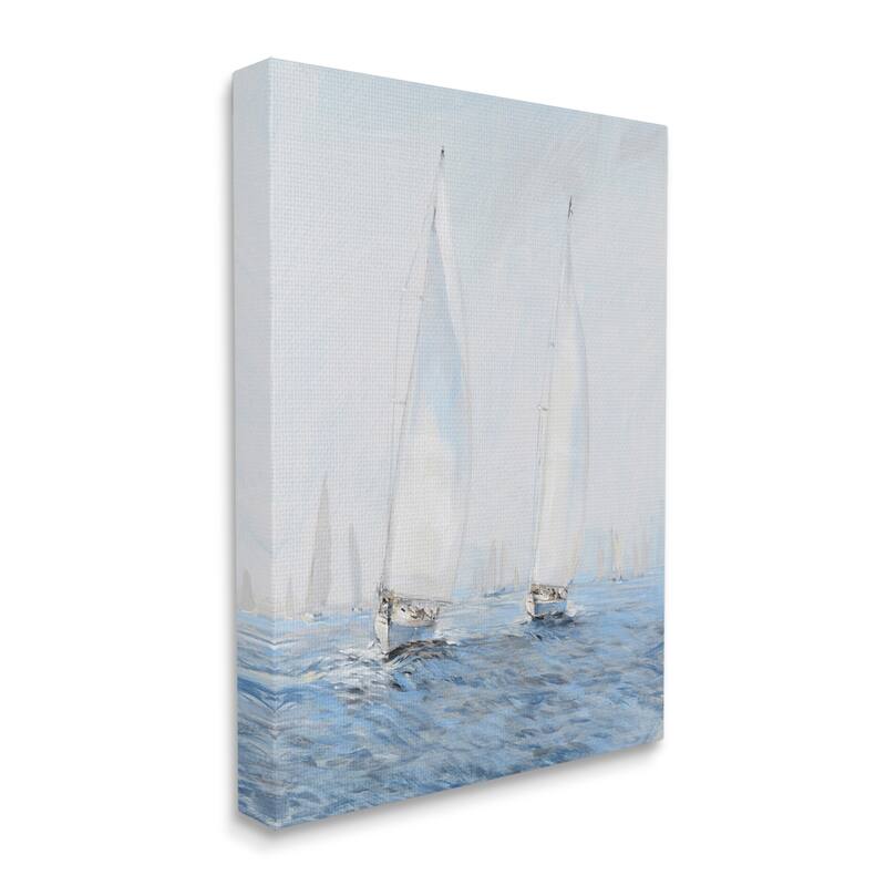 Stupell Beautiful White Sailboats Drifting Ocean Waves Painting Canvas Wall Art