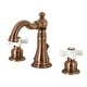 preview thumbnail 1 of 3, Kingston Brass American Classic Two-Handle 3-Hole Deck Mount Widespread Bathroom Faucet with Pop-Up Drain Antique Copper