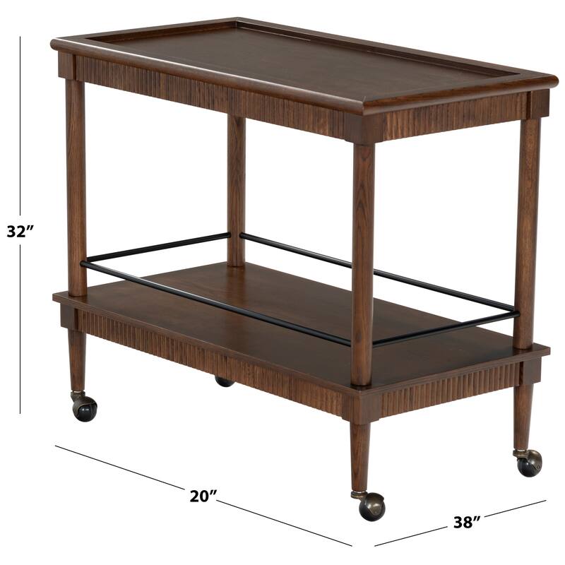 SAFAVIEH Couture Donna Brielle 2-Shelf Wood Bar cart - 38"W x 20"D x 32"H