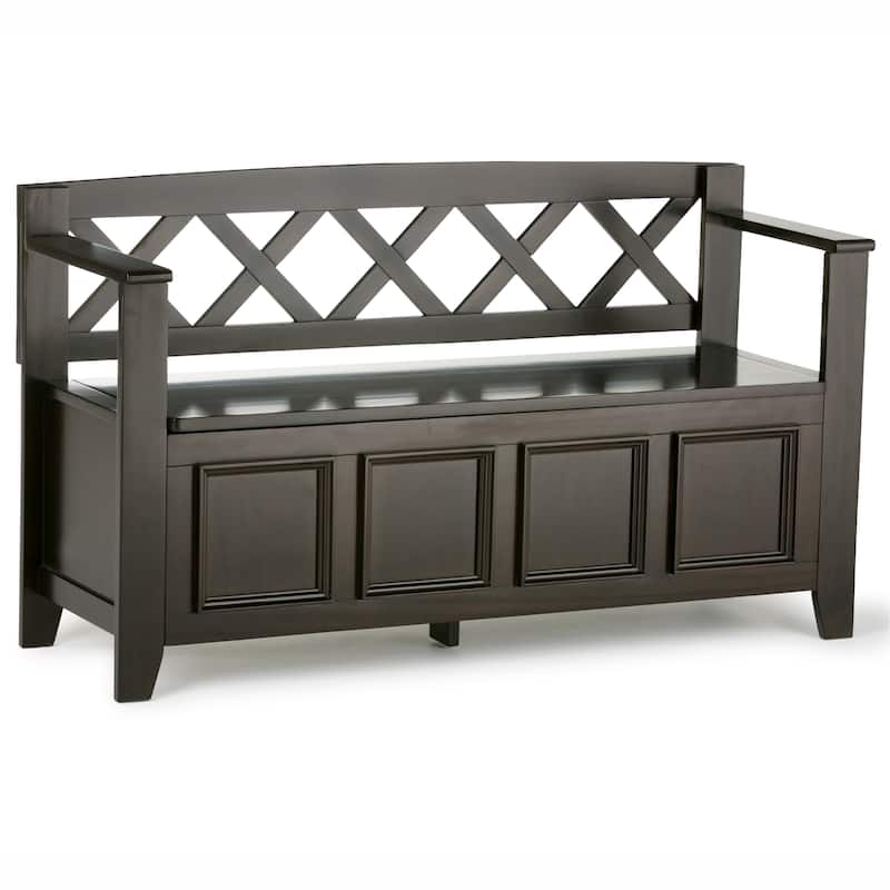 WYNDENHALL Halifax Solid Wood 48 inch Wide Storage Bench and 36 inch Wide Storage Cabinet in Hickory Brown