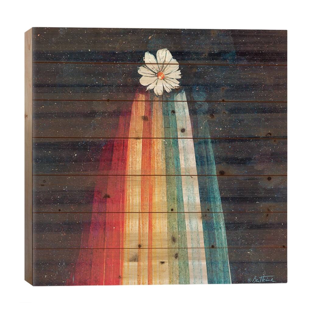 Sending You A Flower From Space - Astro Cruise Print On Wood by Ben Heine - Multi-Color