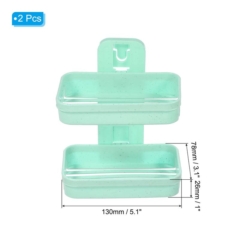 Soap Holder, 2 Pack Double Layer No Drilling Soap Tray with Suction Cup