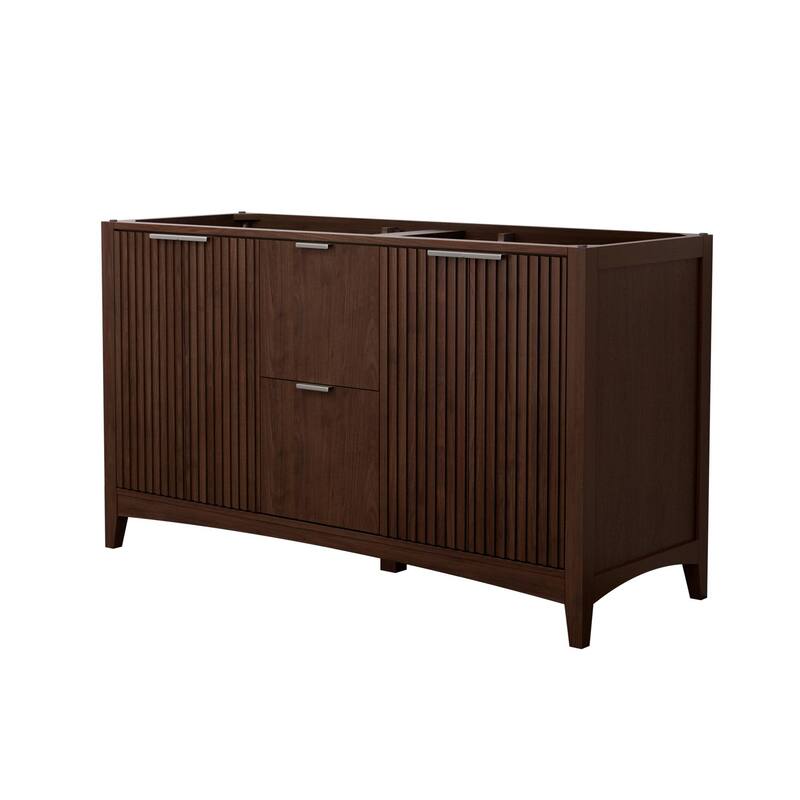 Wyndham Collection WCF9191-60D-CXSXXMXX Palmilla 60" Double Free - Dark Walnut / Brushed Nickel Hardware