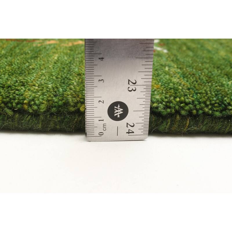 ECARPETGALLERY Hand Loomed Kashkuli Gabbeh Green Wool Rug - 3'11 x 5'10