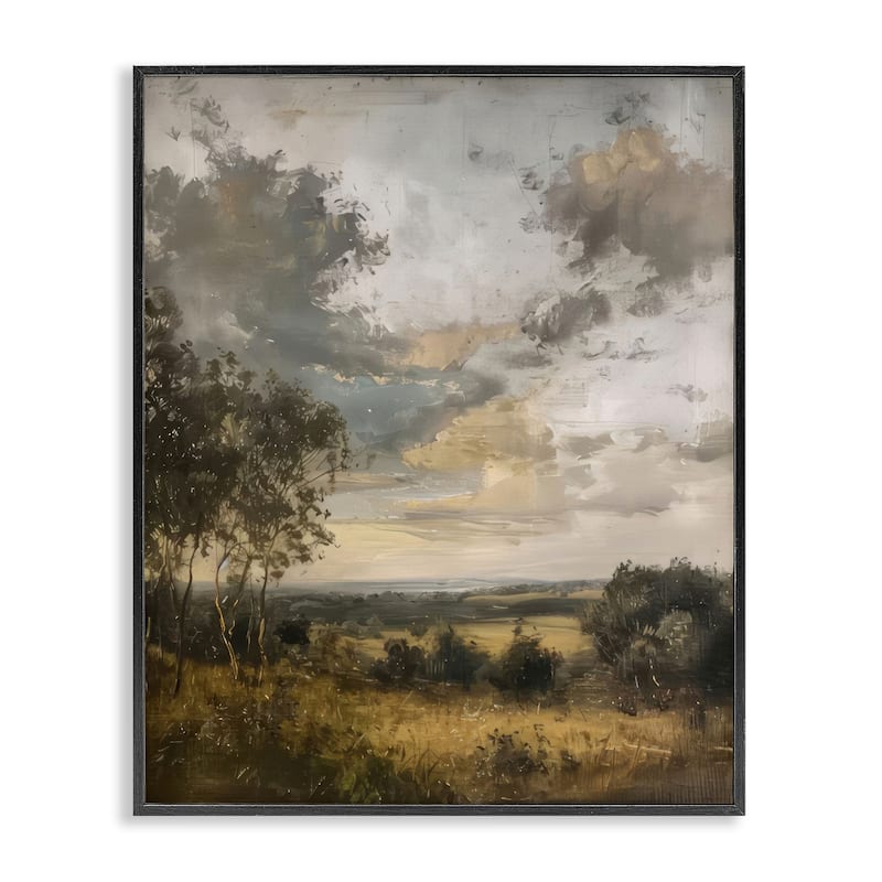 Stupell Rural Meadow at Dawn Framed Giclee Art Design By LSR Creative Studio - 11 x 14 - Black