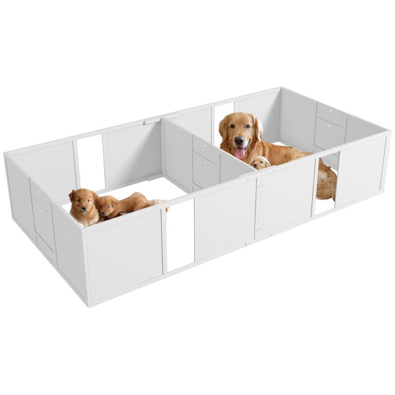 PawHut Whelping Box for Dogs and Puppies, Dog Whelping Box with Washable Waterproof Pee Pad & Adjustable Door for Large Dogs