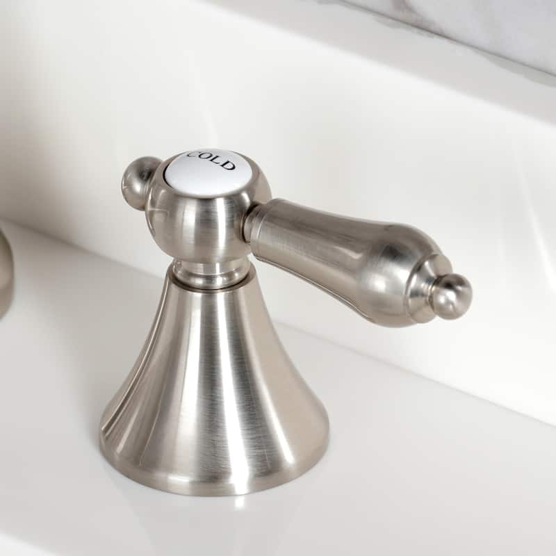 Kingston Brass Deck Mount Widespread Bathroom Faucet with Brass Pop-Up