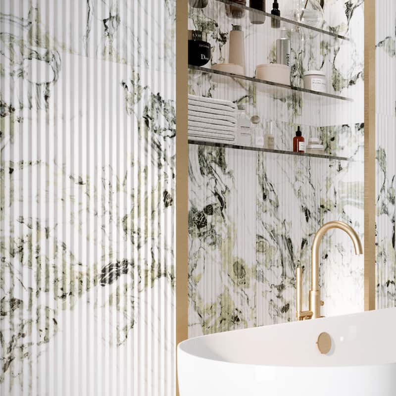 Merola Tile Touche Pleated Deco Jade 23-1/2" x 47-1/8" Porcelain Floor and Wall Tile