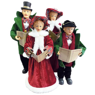 15 inches To 18 inches Dickens Carolers, Set of 4 - red