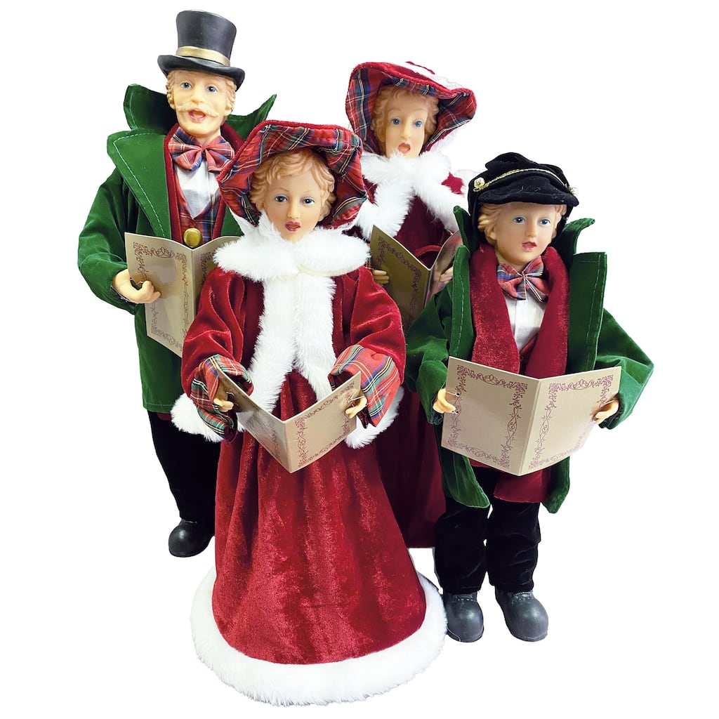 15 inches To 18 inches Dickens Carolers, Set of 4 - red