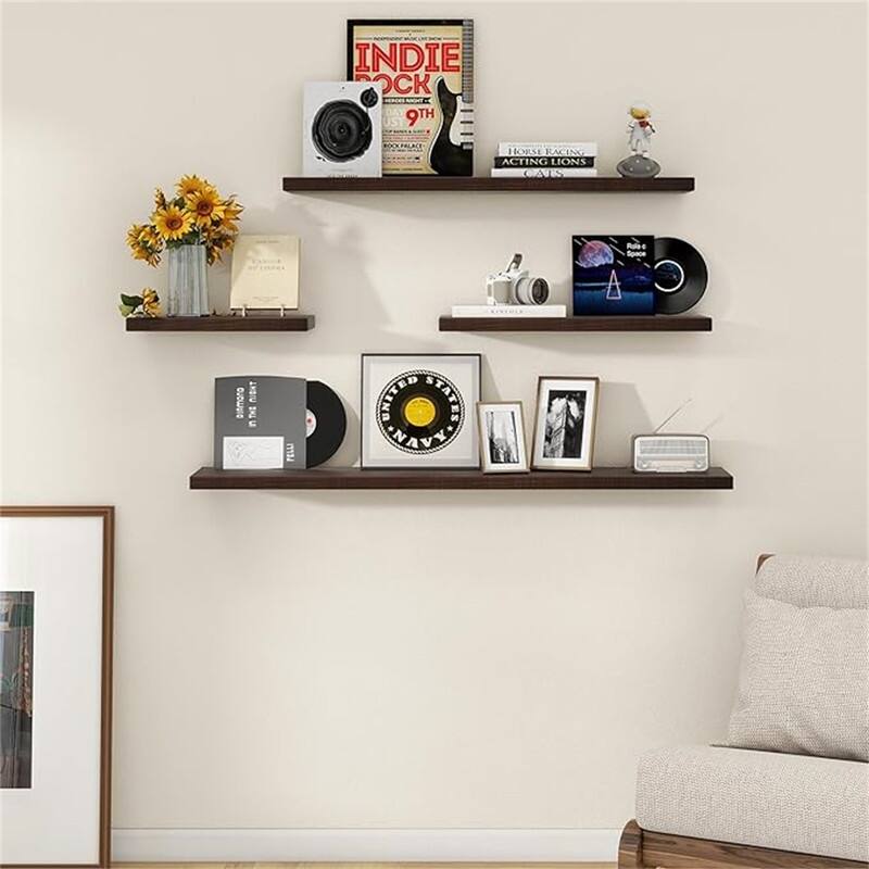 Natural Wood Floating Shelves for Wall - 8"D x 16"W x 1.2"H