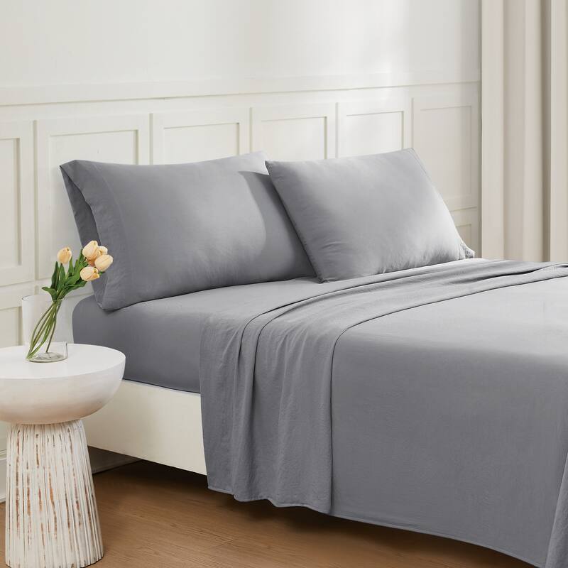 Truly Soft Garment Wash Solid Sheet Set - Twin XL - Grey