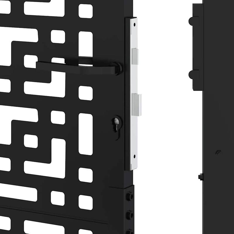 vidaXL Garden Gate Black Steel Leaf Design