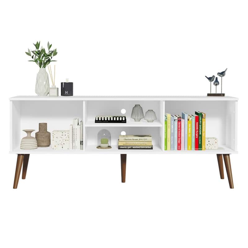 Madesa TV Stand Mid-Century Console with 2 Doors and 2 Shelves and Metal Knobs for 55, 65 Inch Media Storage - 59 inches