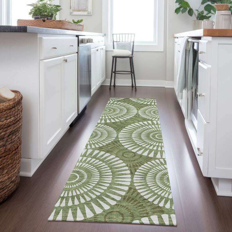 Machine Washable Indoor/ Outdoor Chantille Modern Burst Rug