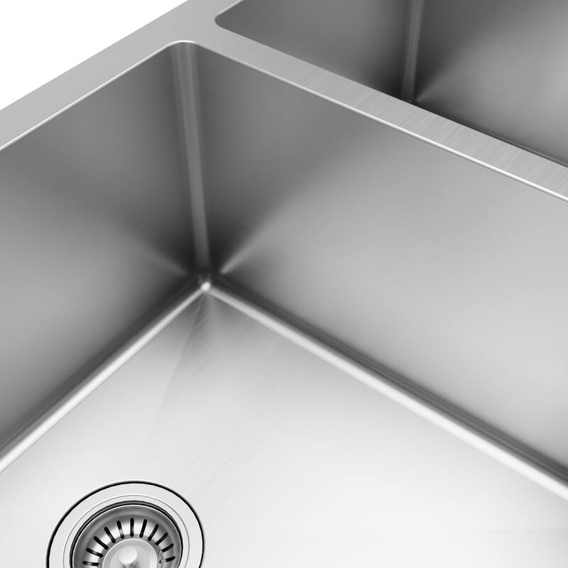 Karran 36" Undermount Double Bowl Stainless Steel Farmhouse Kitchen Sink Kit