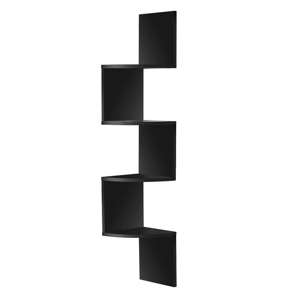 Sorbus 5-Tier Zig Zag Geometric Corner Wall Book Shelf Unit, Decorative Floating Wall Shelf