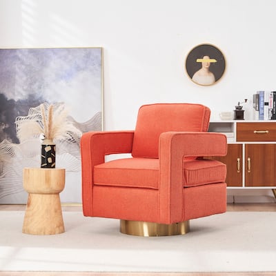 Ouyessir Modern Upholstered Swivel Accent Chair with Hollow-back & Golden Base