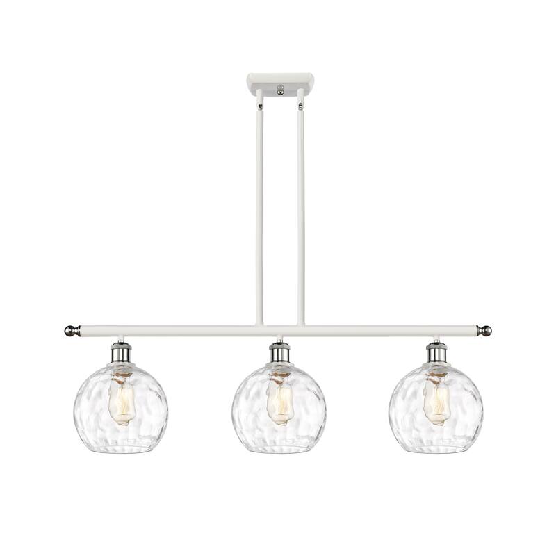 Innovations Lighting Athens Water Glass 3 Light 36" Island Light - 8" Shade - White and Polished Chrome