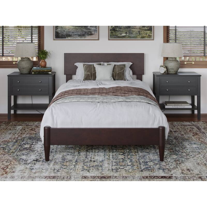 Aria Solid Wood Modern Low Profile Platform Bed