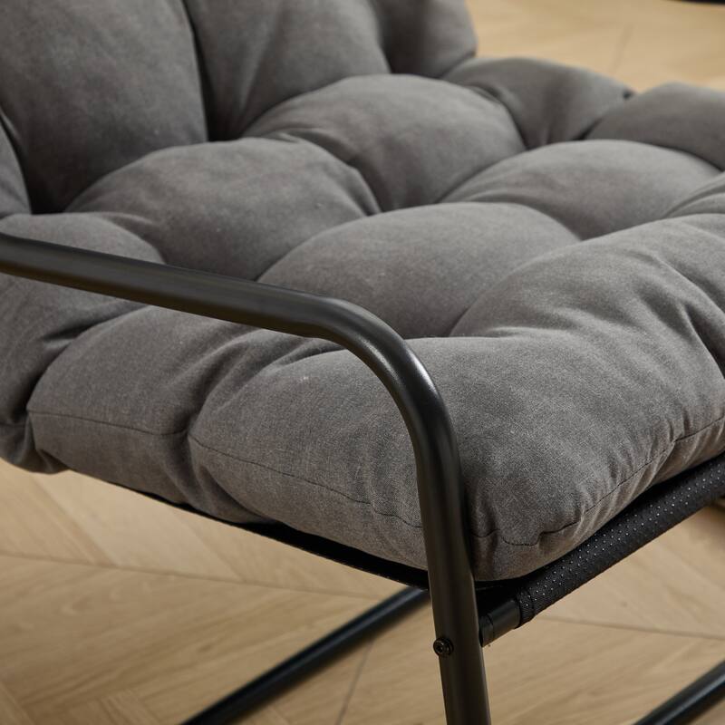 Outdoor Rocking Chair, Comfy Cushion, with Soft Thick Cushion,for Living Room, Bedroom, Reading Room, Black Frame with Cushion