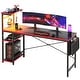 preview thumbnail 38 of 54, 61" Gaming Desk Computer Desk with LED Lights Storage Shelves and Side Bag Home Office Desk