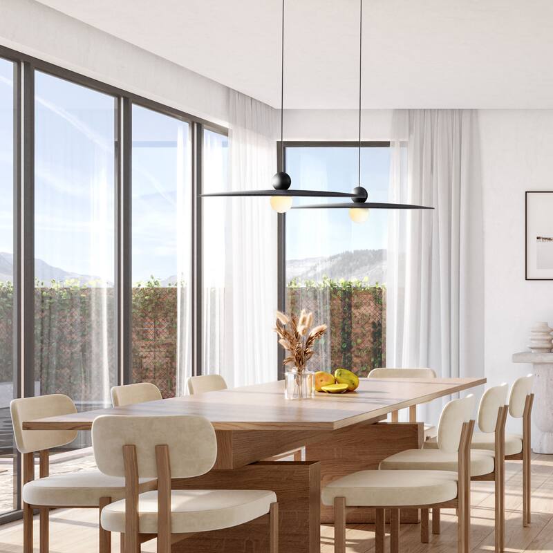 Golden Lighting Faroe 24in Integrated LED Pendant in Flecked Black/Grey Felt - Black