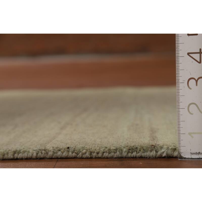 Modern Gabbeh Foyer Rug Handmade Green Oriental Wool Carpet - 2'8"x 4'1"