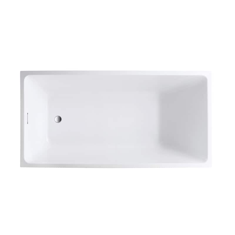 Vanity Art 55" x 29" White Acrylic Flatbottom Freestanding Bathtub