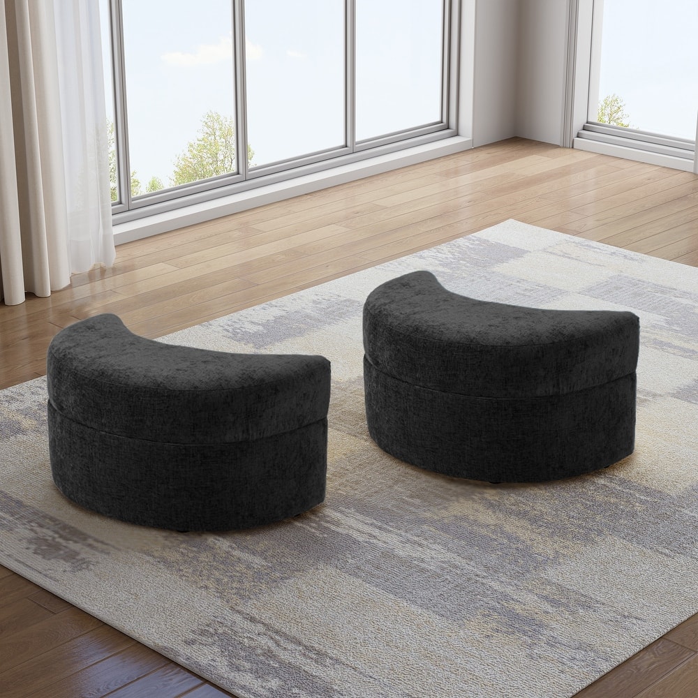 2 Set Moon Chenille Storage Ottoman