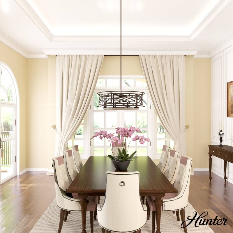 Hunter Langwood 4-Light Round Chandelier - Dining Room, Entry - Modern Farmhouse, Contemporary, Transitional