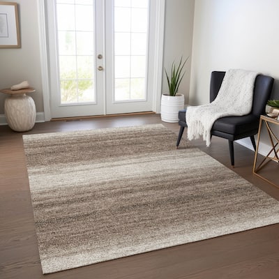 Machine Washable Indoor/ Outdoor Ombre Stripe Chantille Rug