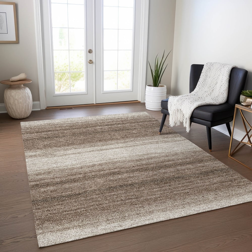 Machine Washable Indoor/ Outdoor Ombre Stripe Chantille Rug