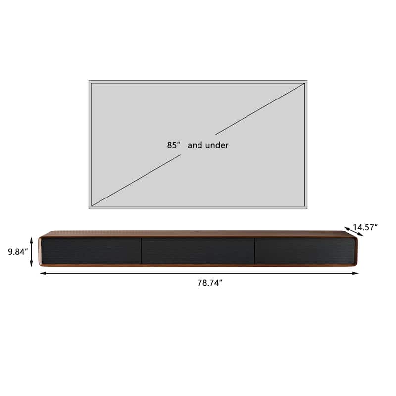 Modland 78" Modern Floating TV Stand Wall Mounted TV Stand Media Control Center for Living Room - 78