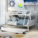 preview thumbnail 1 of 10, Twin Over Full Bunk Bed with Trundle,Ladder and Safety Rails,Convertible into 2 Beds, for Kids, Teens, Adults White