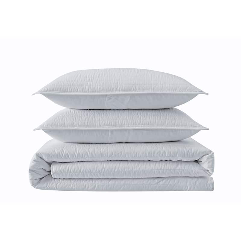 Truly Calm Solid Antimicrobial Textured 3 Piece Quilt Set