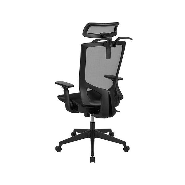 Offex Ergonomic Mesh Office Chair With Synchro Tilt Pivot Adjustable Headrest Lumbar Support And Adjustable Arms Black Overstock 31096610