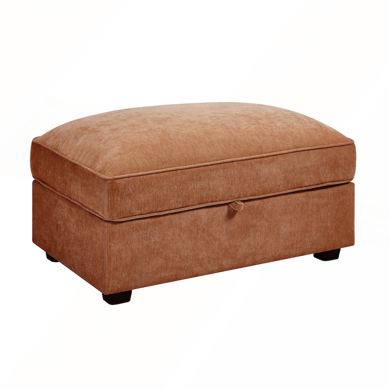 Chenille Upholstered Ottoman with Hidden Storage for Modern and Nordic Home Decor
