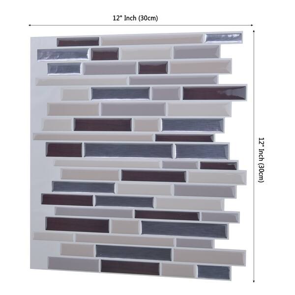 Art3d 12"x12" Vinyl Peel and Stick Backsplash Tile lava and ash