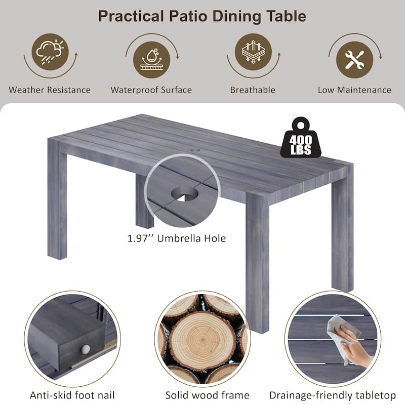 7-Piece Patio Dining Table Set for 6, Outdoor Furniture Sets with 70.8" Rectangle Table