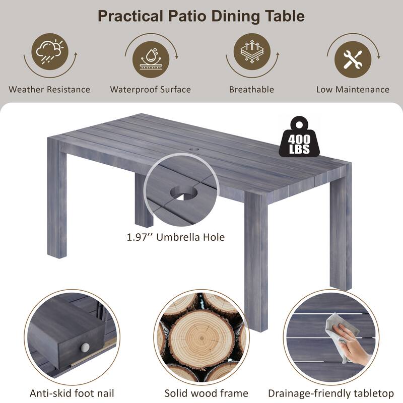 7-Piece Patio Dining Table Set for 6 with Rectangle Table & Chairs with Removable Cushions