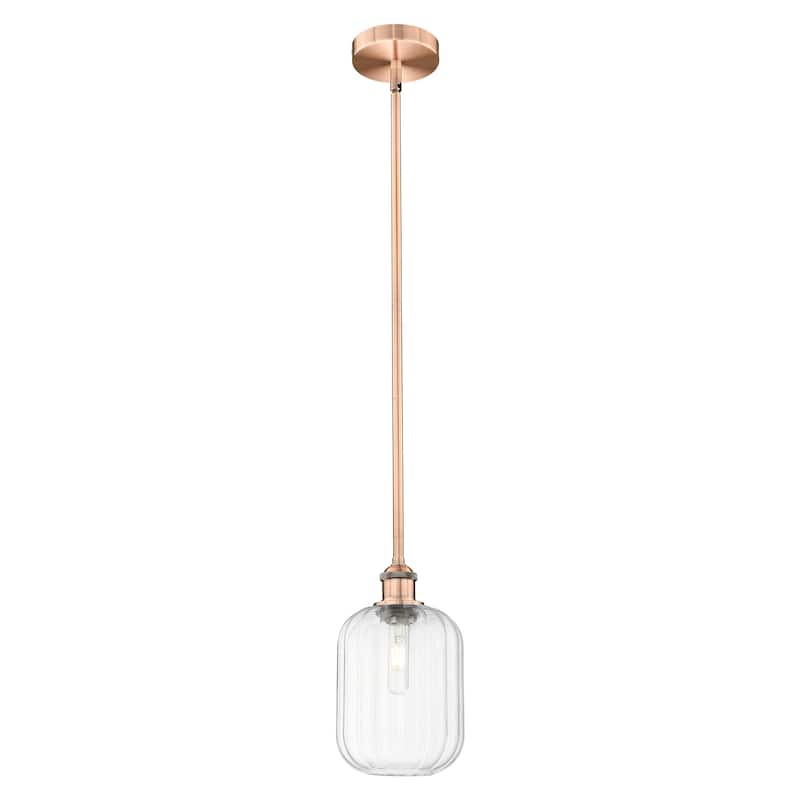 Innovations Lighting Endless Possibilities Edison - Preston - 1 Light 7" Jar Shade Stem Hung Mini Pendant - Clear/Antique Copper