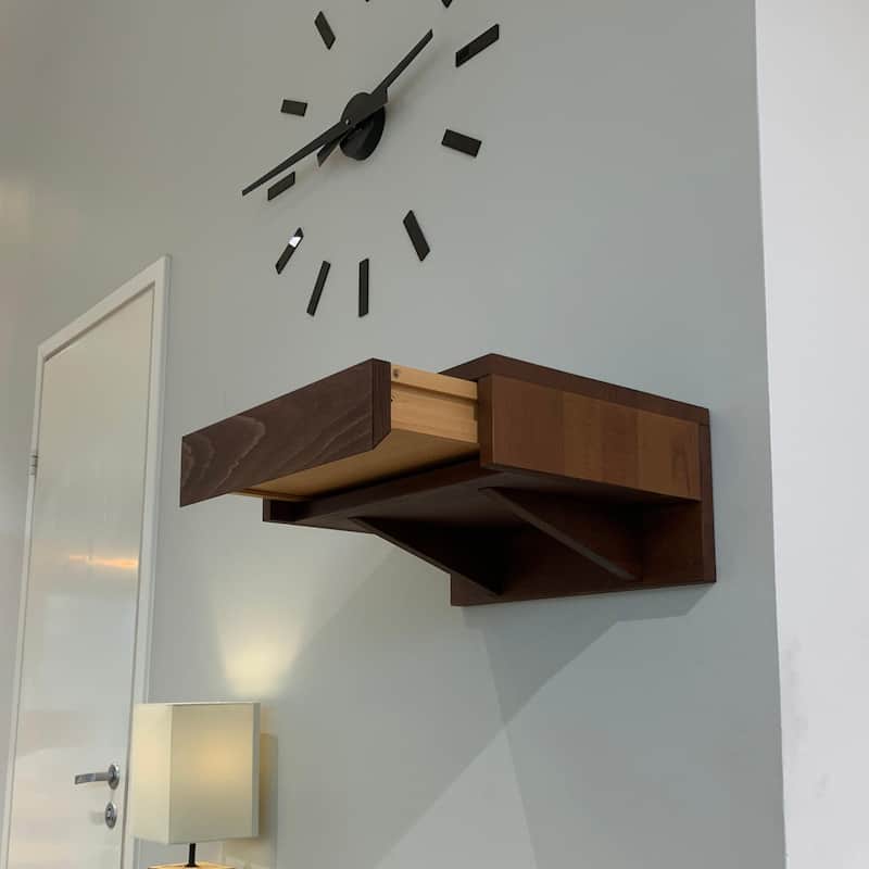 Solid Wood Floating Nightstand set of 2 Walnut Finish for Bedroom