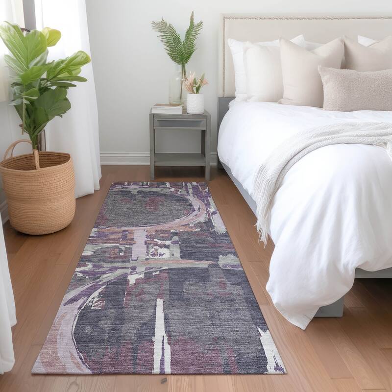 Machine Washable Indoor/ Outdoor Chantille Contemporary Abstract Rug