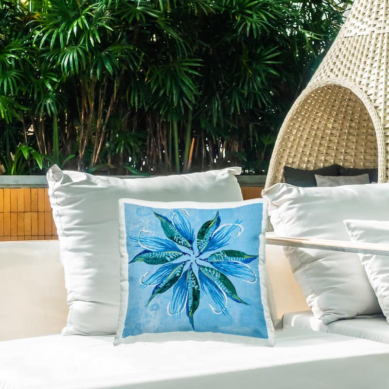 Stupell Blue Flower Shape Design Printed Outdoor Throw Pillow Design by Liz Jardine