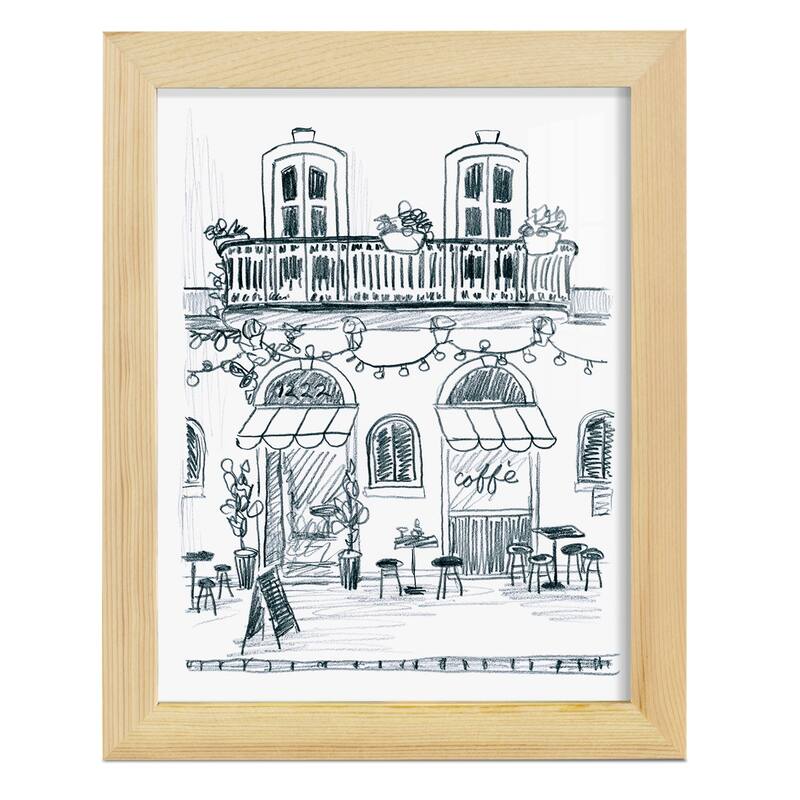 Italian Street Sketch II -Framed Print w/glass-Cherry Red